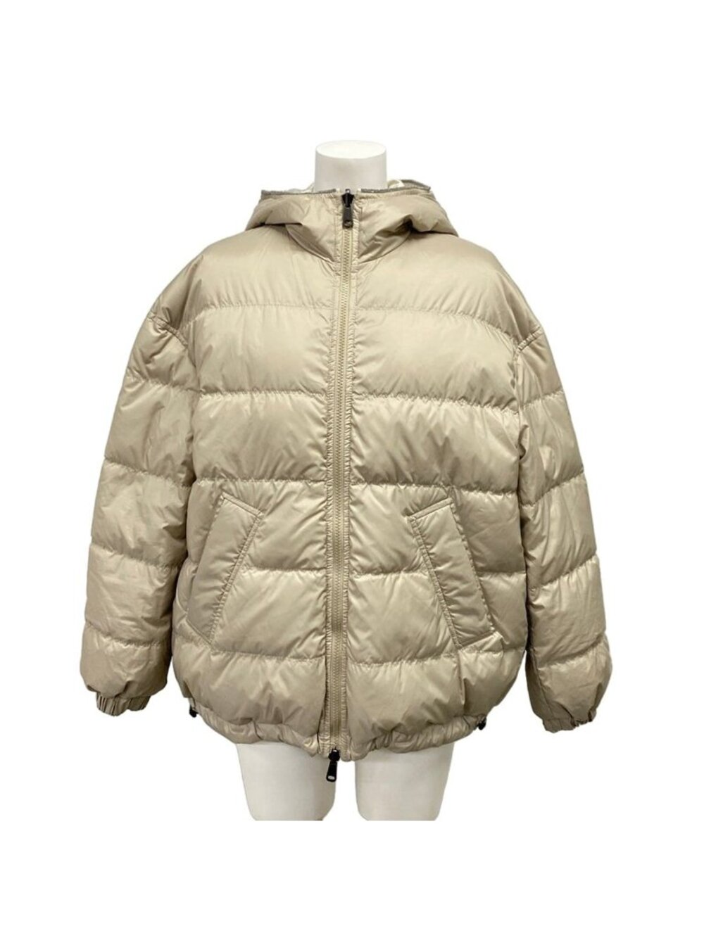 Brunello Cucinelli Down Jacket S Beige Silver Reversible